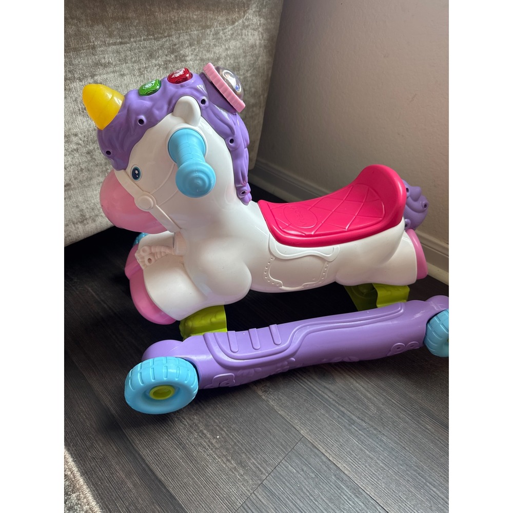 VTech Prance and Rock Learning Unicorn 2-in-1 Ride-On Rocker Toy Pink Purple